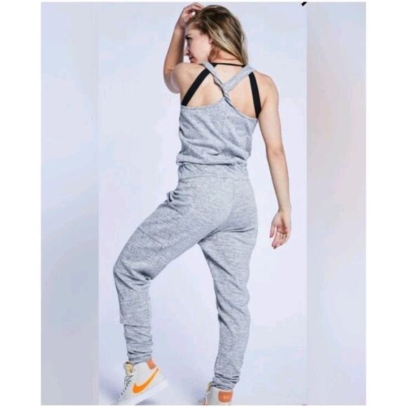 Jo+Jax Youth Large Tie Stretchy Jumpsuit Grey Dancewear Athleisure Tween - Picture 1 of 12